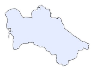 Fototapeta premium Turkmenistan light blue map with shadow
