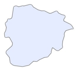 Andorra light blue map with shadow