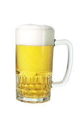 Beer in mug isolated on white background with clipping path.