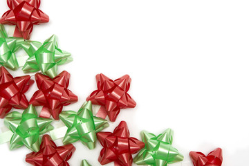 Plenty of colorful bows on a white background