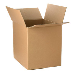Brown cardboard box,  Isolated on white.