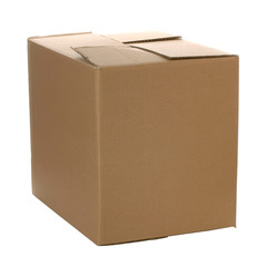 Closed cardboard box, Isolated on white.