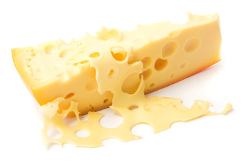 Cheese on white background ready to be eaten