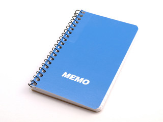 Blue Spiral Memo note book on white