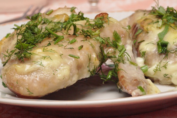 Baked chicken wings on the plate