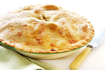 Home-baked apple pie, straight from the oven