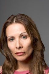 Fototapeta premium Headshot of middle aged Swedish woman with long hair