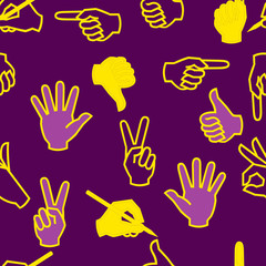 Seamless vector pattern with hand gestures