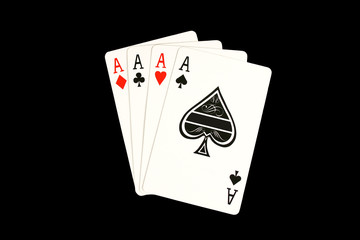 Isolated Four aces poker hand