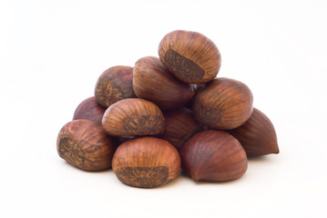 Isolated pile of chestnuts