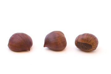Isolated chestnuts at various viewing angles