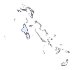 The Bahamas light blue map with shadow