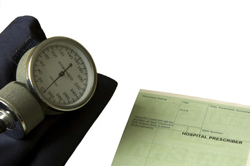 Sphygmomanometer and NHS prescription pad