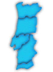 Carte Portugal 3D Bleu - obrazy, fototapety, plakaty