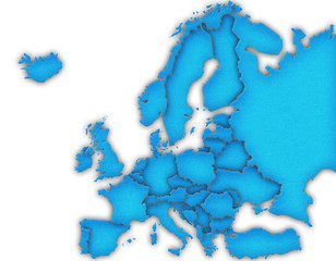Carte Europe 3D Bleu