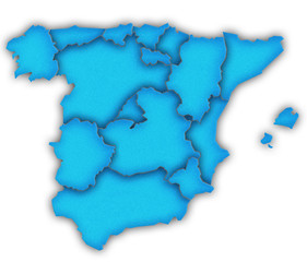 Carte Espagne 3D Bleu