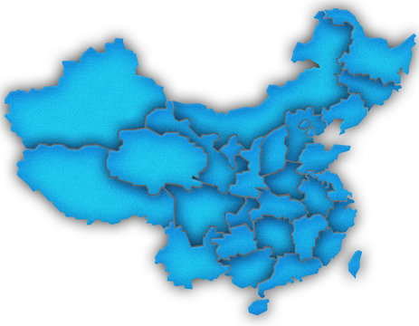 Carte Chine 3D Bleu