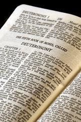 detail of an old antique holy bible  deuteronomy