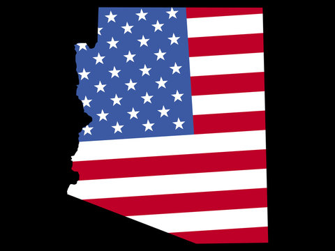 Map of Arizona with flag