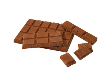 Tile of a milk chocolate on a white background