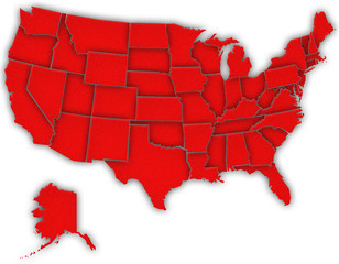 Carte Etats Unis 3D Rouge