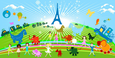 kids, cars and animals