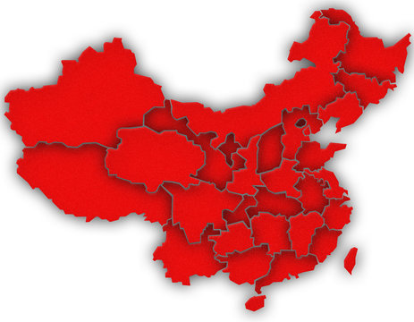 Carte Chine 3D Rouge