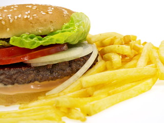 hamburger mit pommes frites