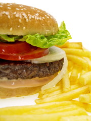 hamburger mit pommes frites
