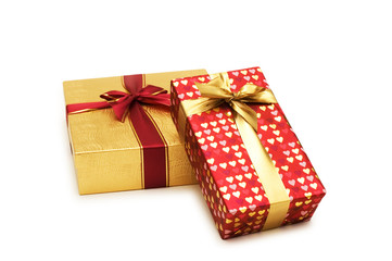 Two gift boxes isolated on the white
