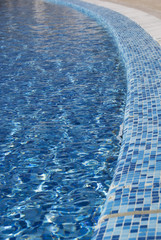 Swimming pool view in the hotel. Low depth of field