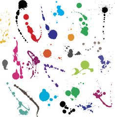 Collection of various ink splatter symbols vector illustrations
