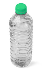 bottle full of water against white background, 