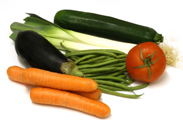 Several vegetables on a white background