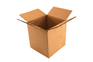 Isolated Empty open cardboard box