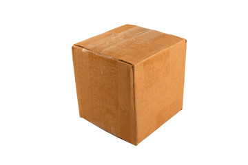 Isolated closed cardboard box