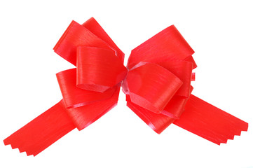 Red decoration bow isolated on white background