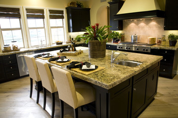 Luxury kitchen with modern island.