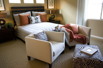 Spacious bedroom and lounge area.