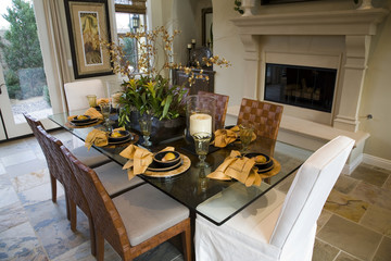 Dining table with luxury decor.