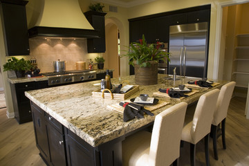 Spacious kitchen with an island.