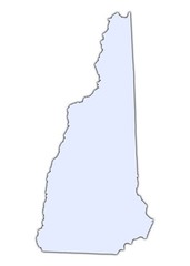New Hampshire (USA) light blue map with shadow