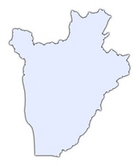 Burundi light blue map with shadow