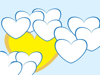 Sun and clouds as hearts