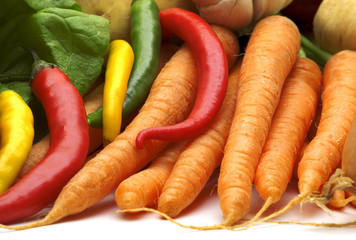 fresh vegetables on white background