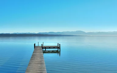Foto op Plexiglas A Photograph of a blue lake at a bright day. © magann