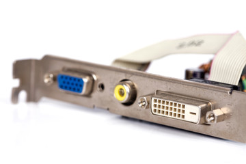 Compuder video card close up on isolated on white