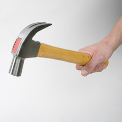hammer with wooden grip