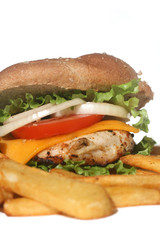 Chicken Burger and French Fries