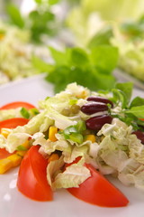 Fresh tomato salad with corn and basil
